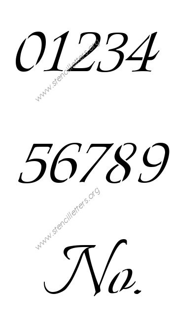 Connected Calligraphy 0 to 9 number stencils