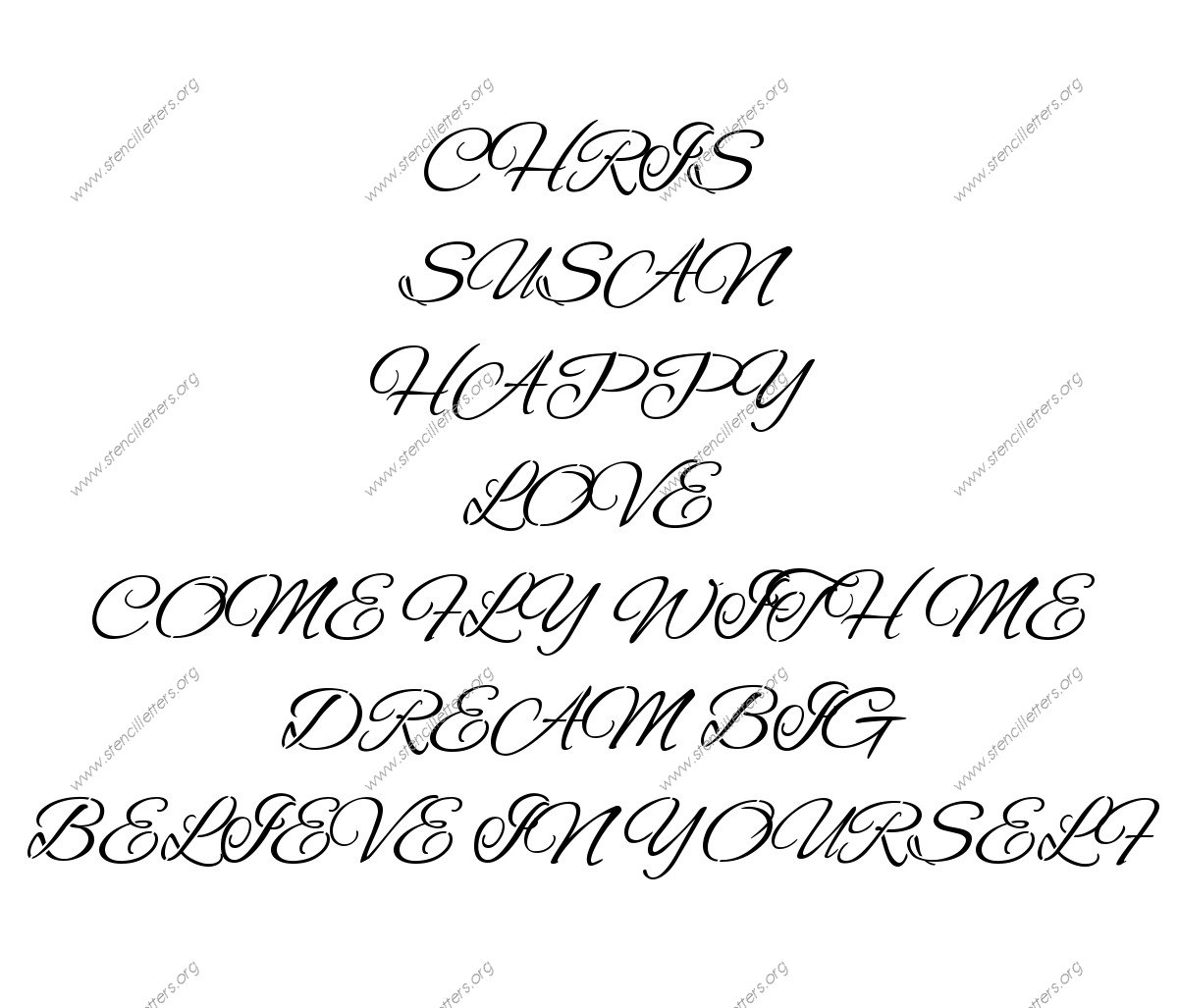 Flowing Cursive Names, Words, Phrases samples
