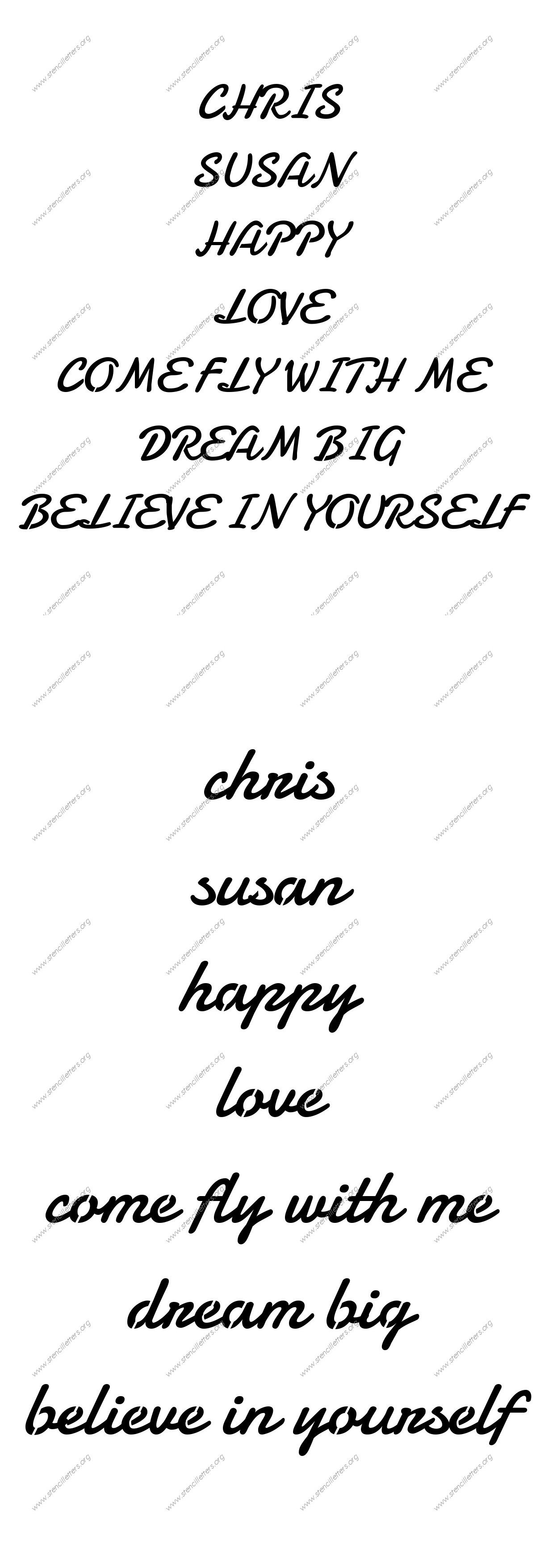 Display Script Cursive Names, Words, Phrases samples