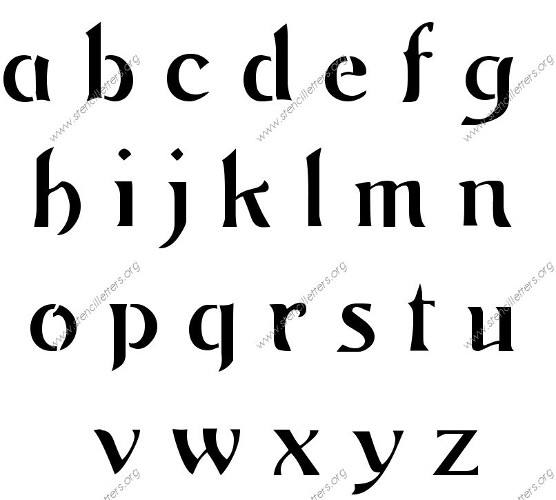 Flowing Art Nouveau A to Z lowercase letter stencils