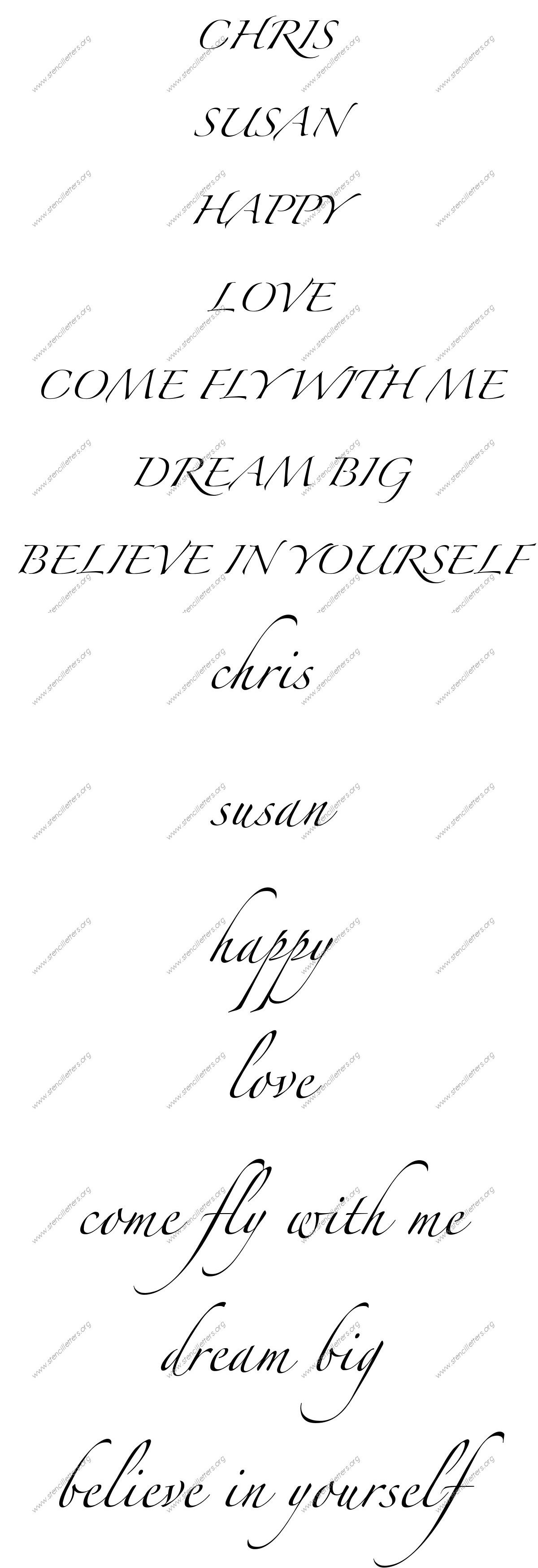 Script Cursive Names, Words, Phrases samples