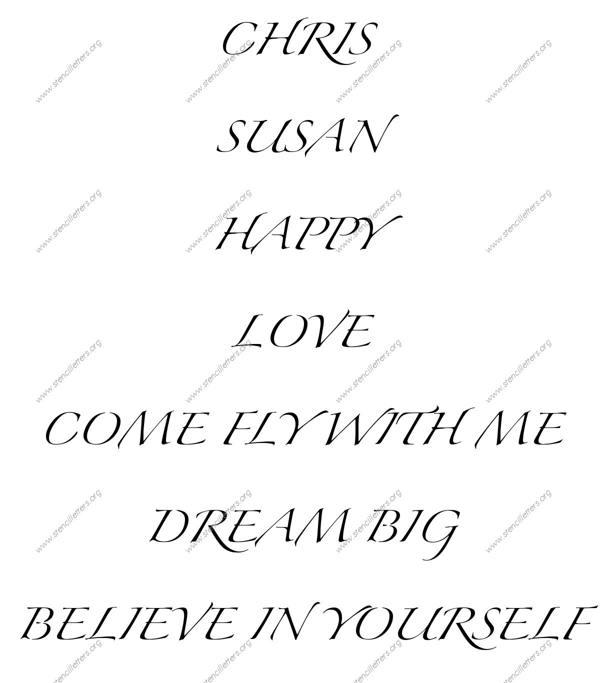 Script Cursive Names, Words, Phrases samples