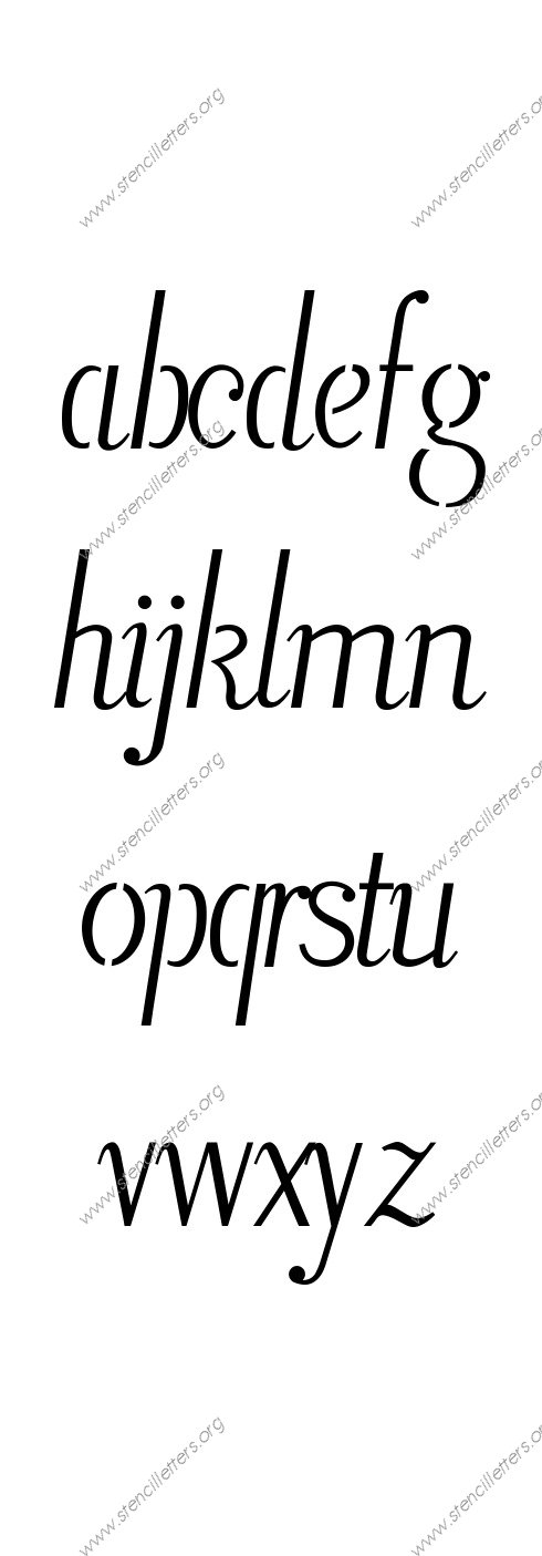 Longhand Italic A to Z lowercase letter stencils