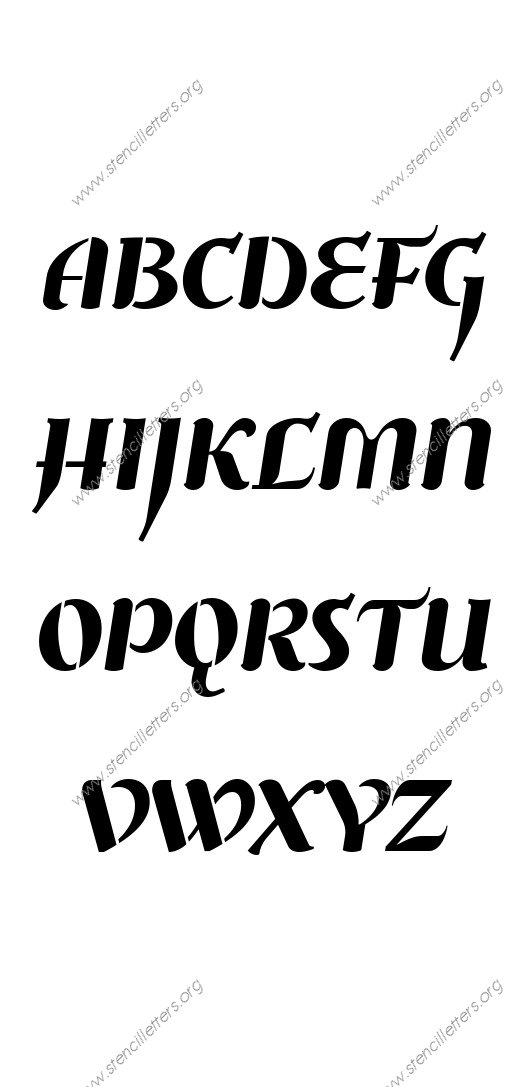 Cursive Flowing A to Z uppercase letter stencils