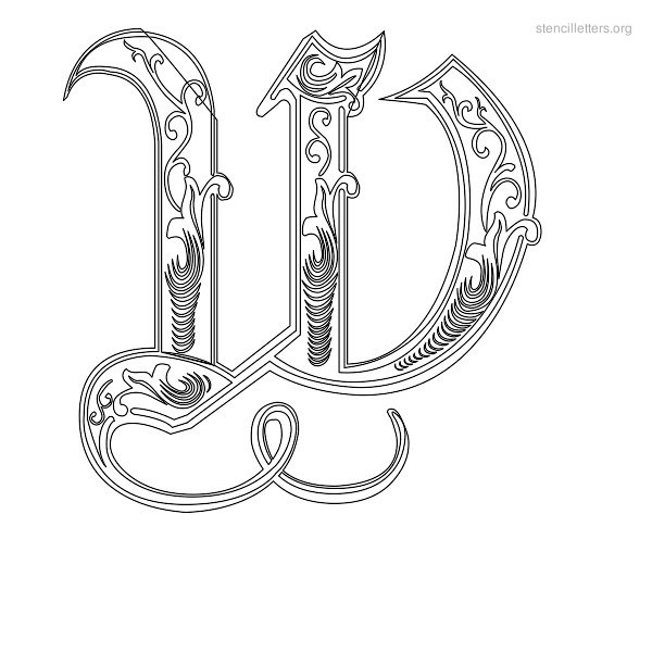 Stencil Letter Decorative W
