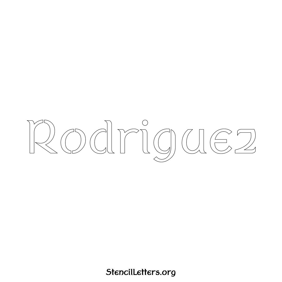 Rodriguez name stencil in Ancient Lettering