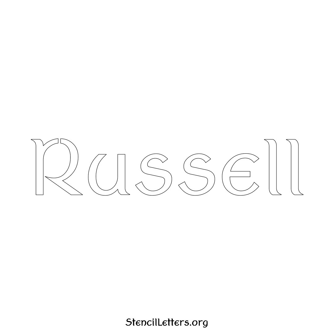 Russell name stencil in Ancient Lettering
