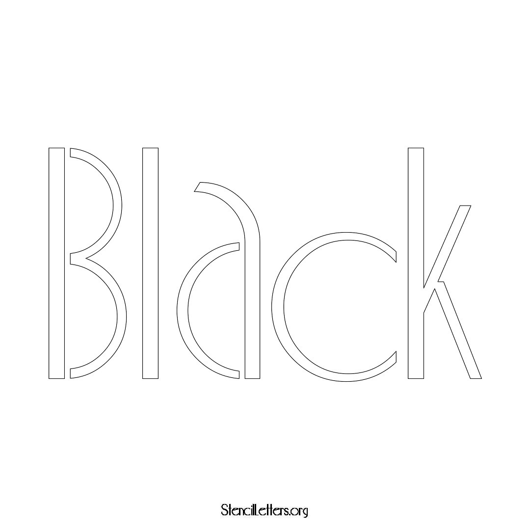 Black name stencil in Art Deco Lettering