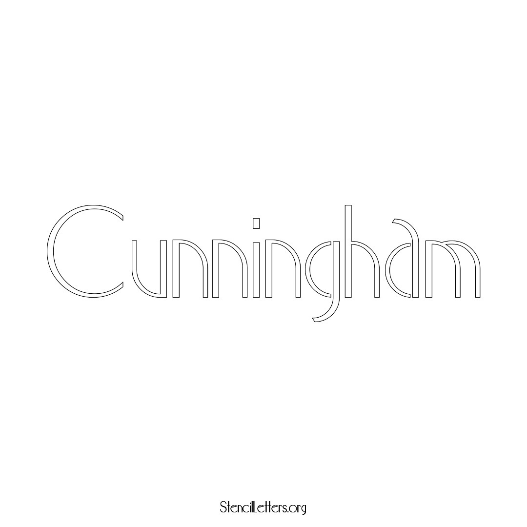 Cunningham name stencil in Art Deco Lettering