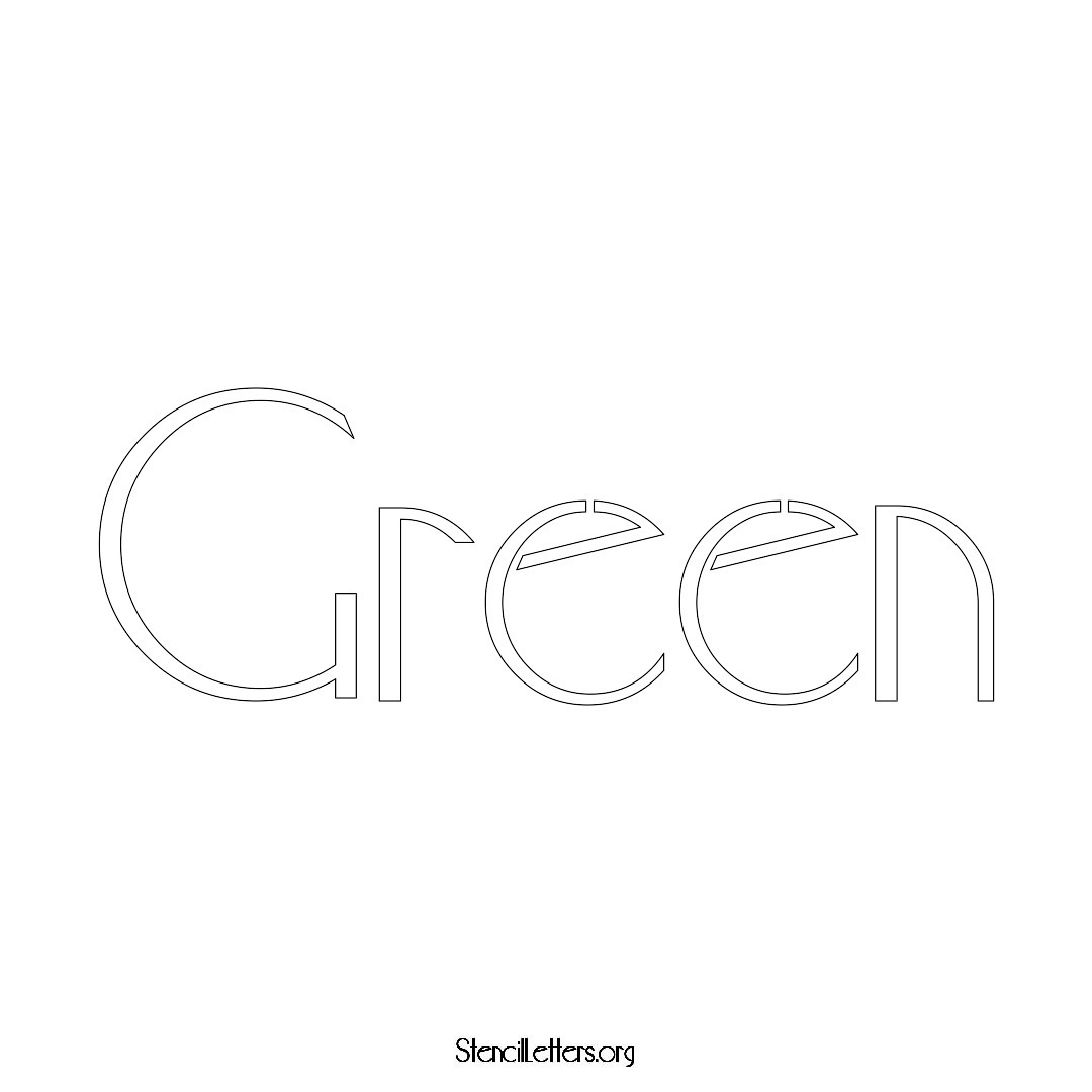 Green name stencil in Art Deco Lettering