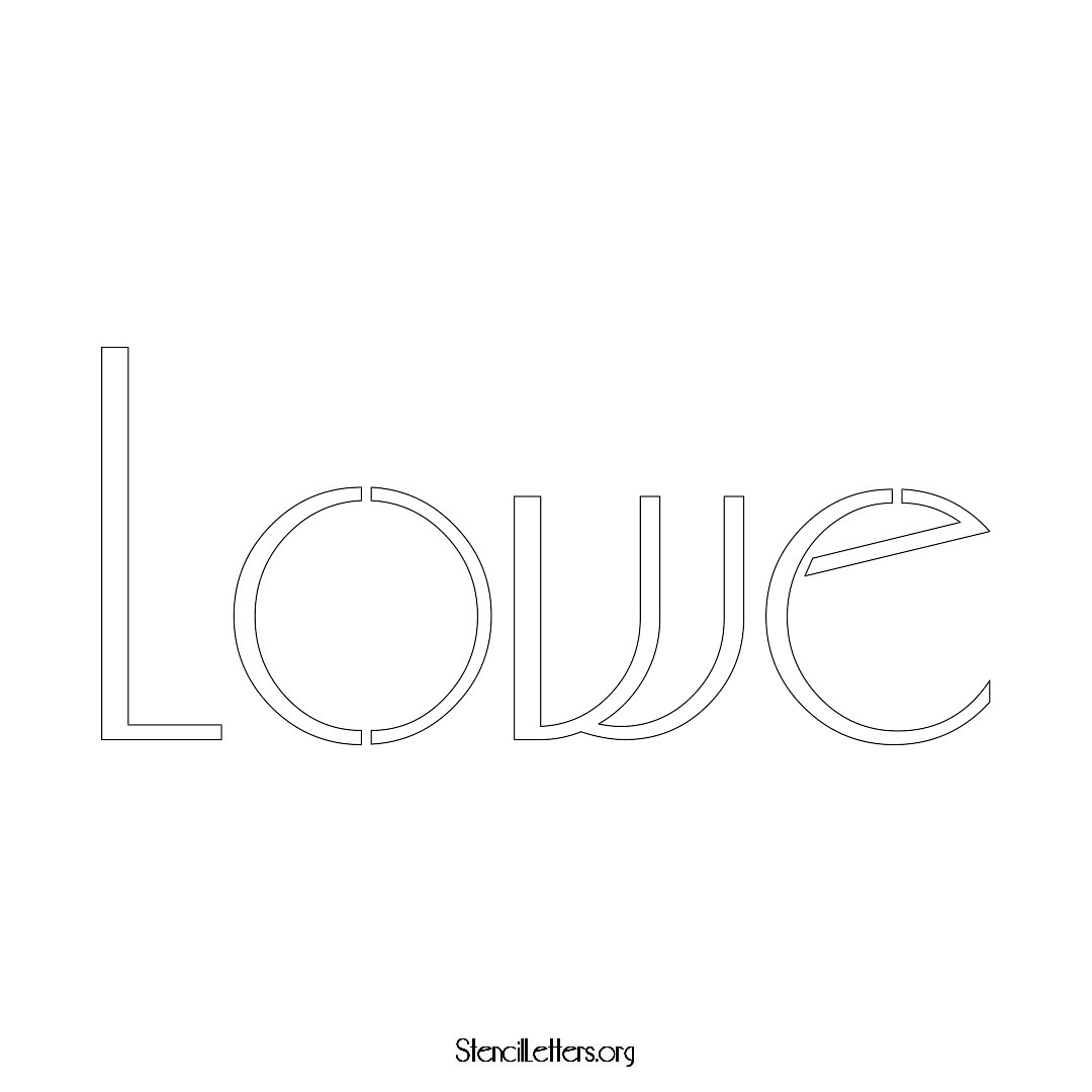 Lowe name stencil in Art Deco Lettering
