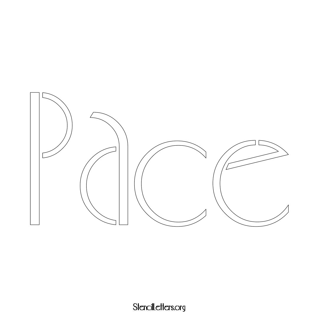 Pace name stencil in Art Deco Lettering