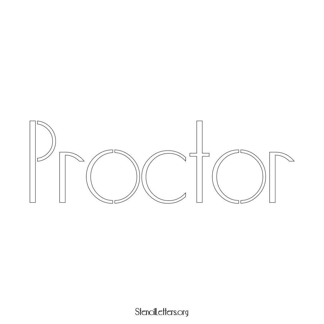 Proctor name stencil in Art Deco Lettering