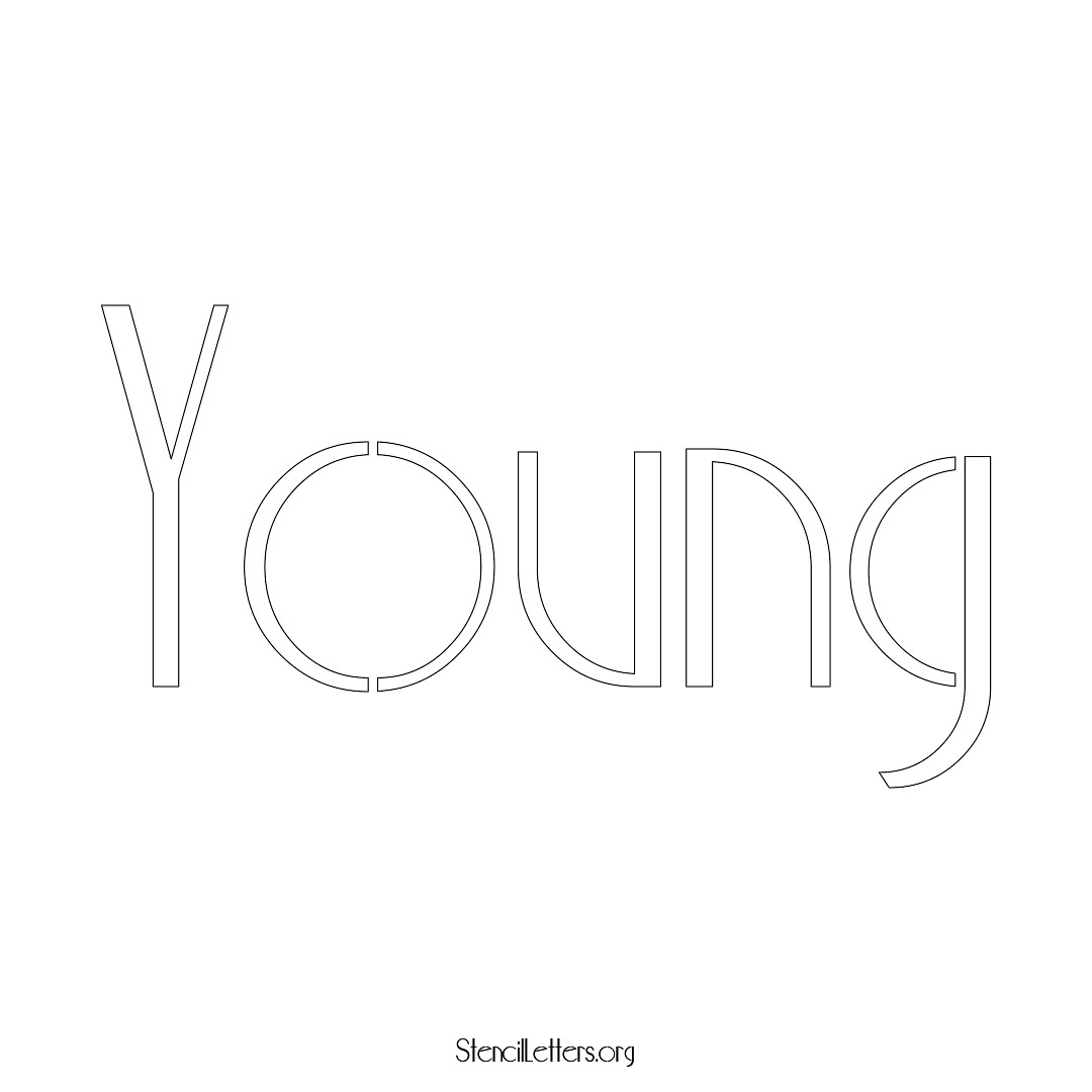 Young name stencil in Art Deco Lettering