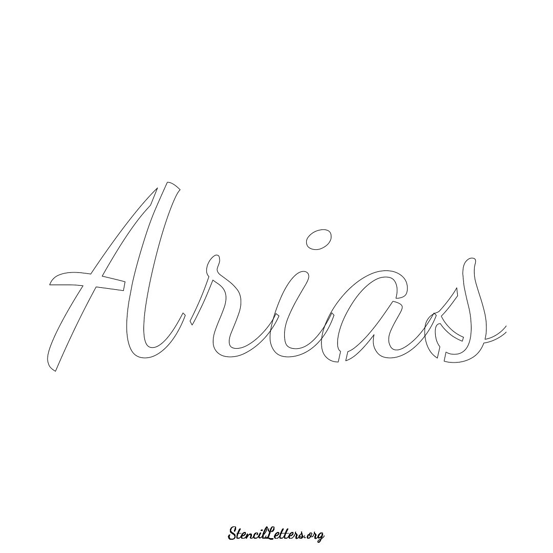 Arias name stencil in Cursive Script Lettering