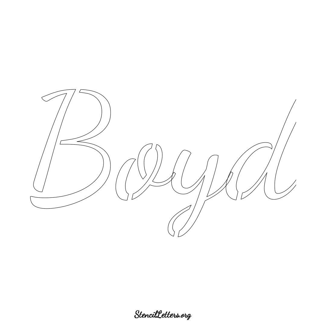 Boyd name stencil in Cursive Script Lettering