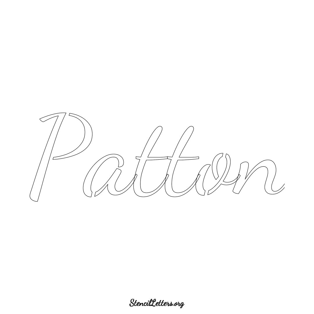 Patton name stencil in Cursive Script Lettering
