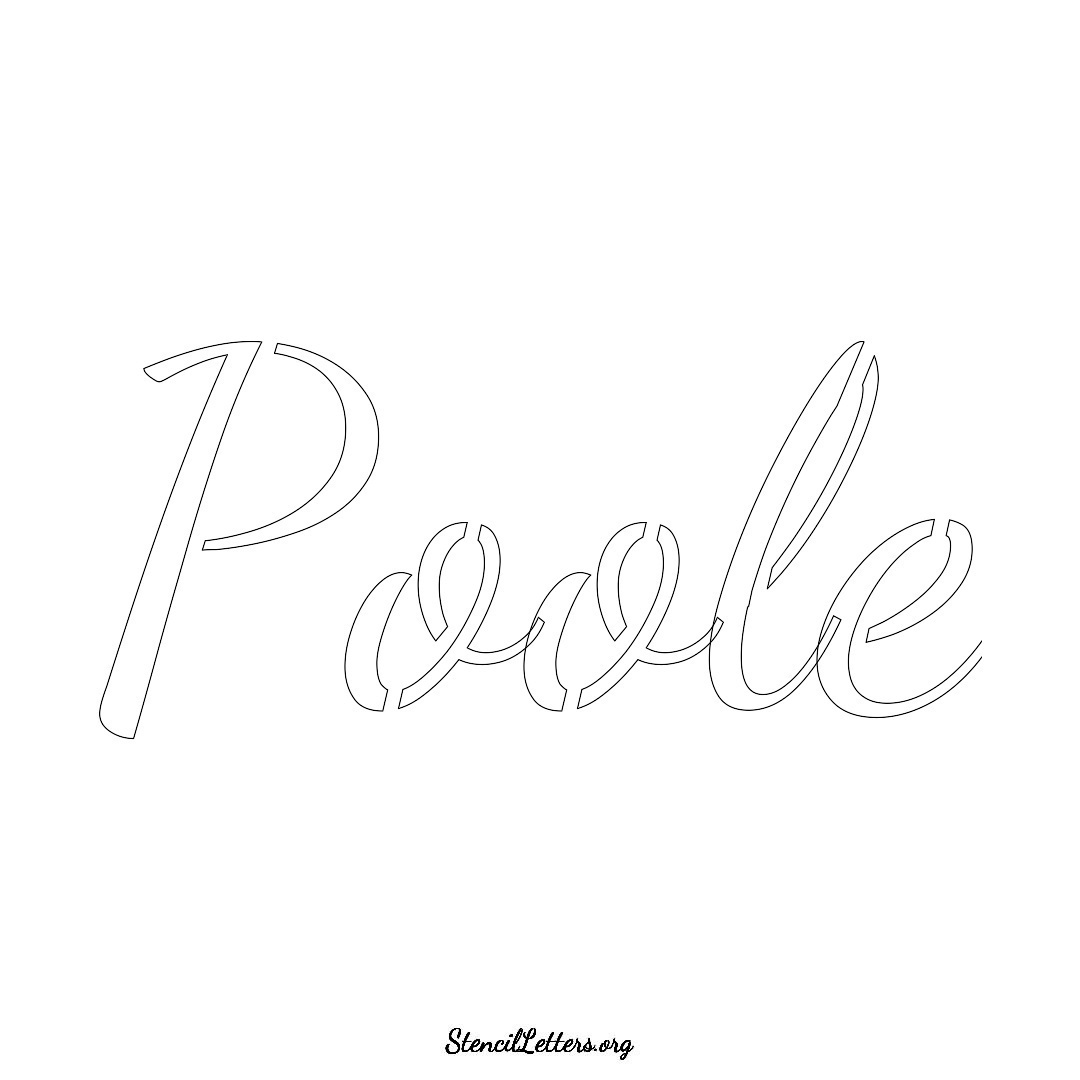 Poole name stencil in Cursive Script Lettering