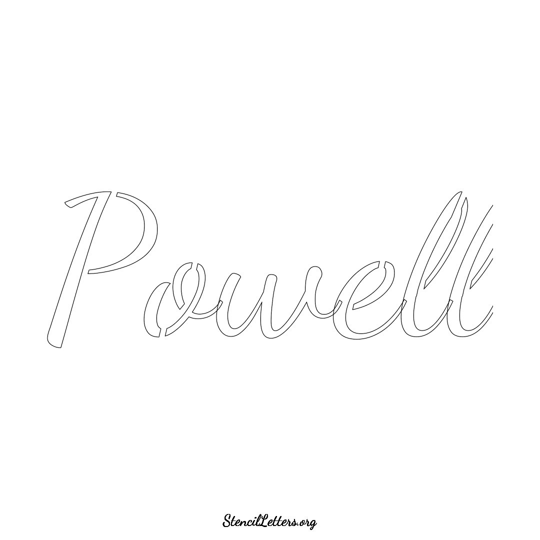 Powell name stencil in Cursive Script Lettering