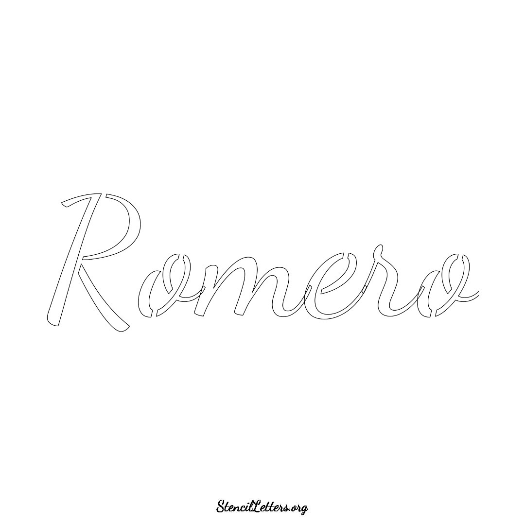 Romero name stencil in Cursive Script Lettering