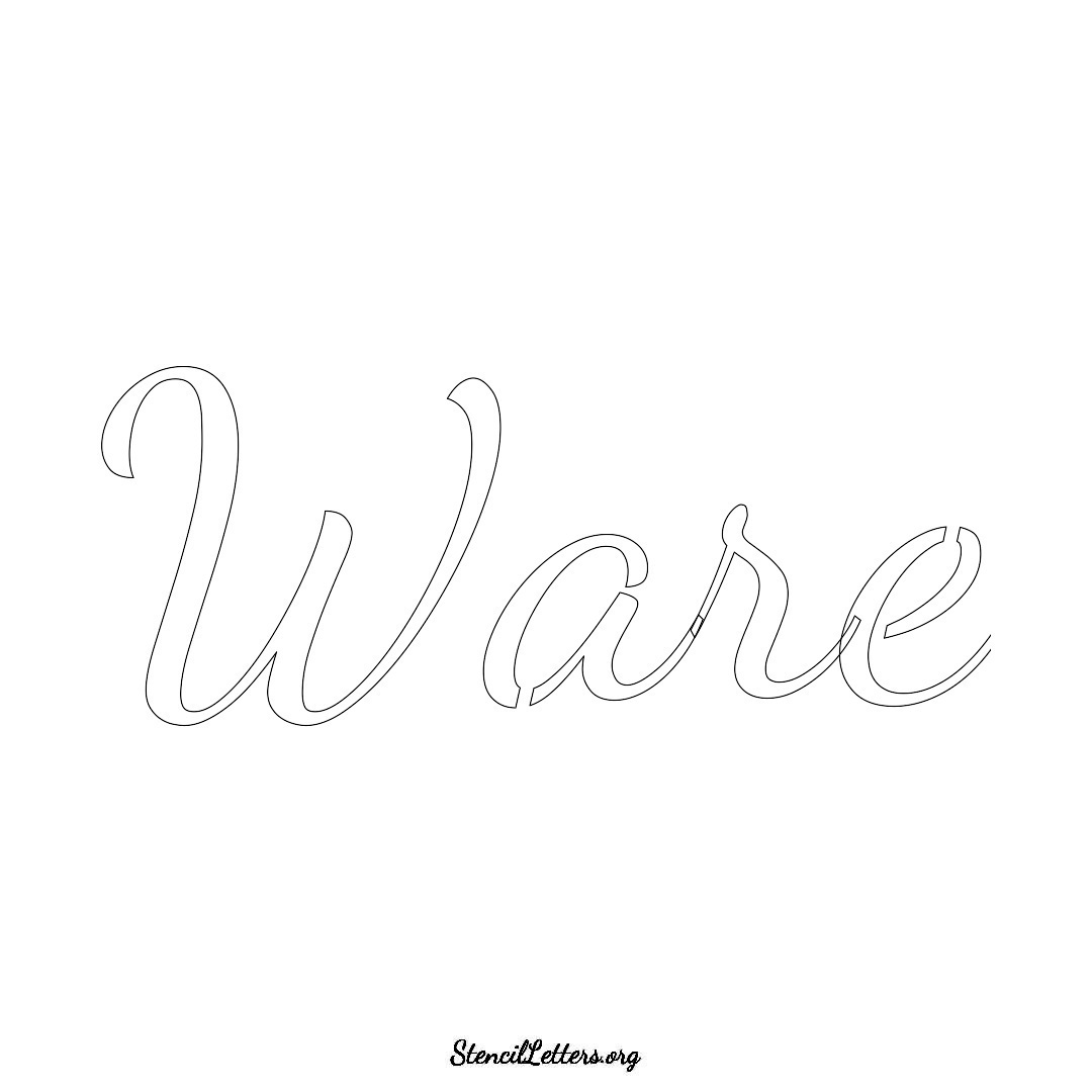 Ware name stencil in Cursive Script Lettering