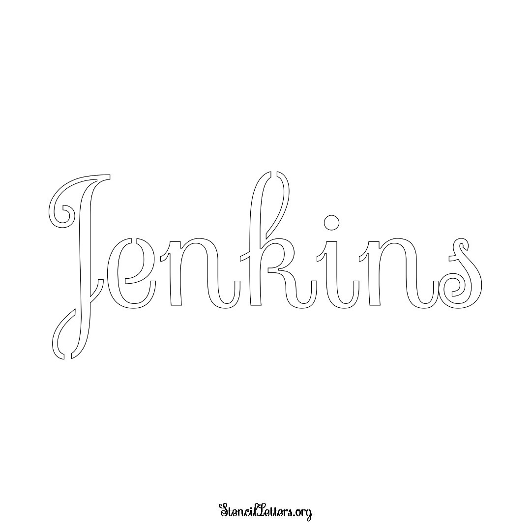 Jenkins name stencil in Ornamental Cursive Lettering