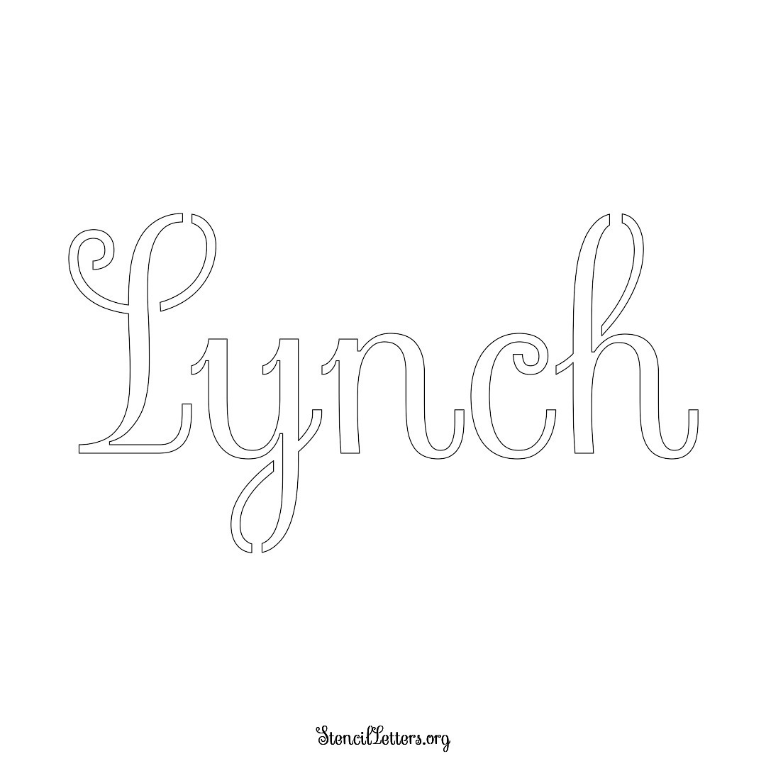 Lynch name stencil in Ornamental Cursive Lettering