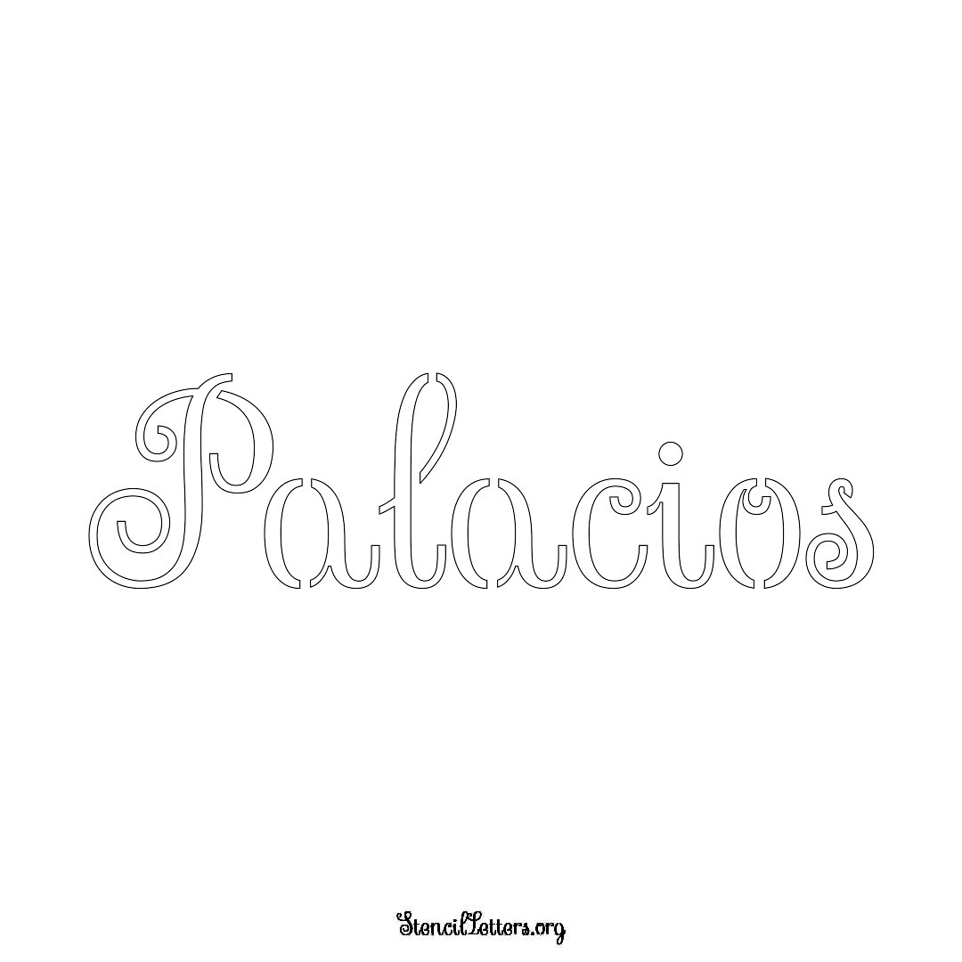 Palacios name stencil in Ornamental Cursive Lettering
