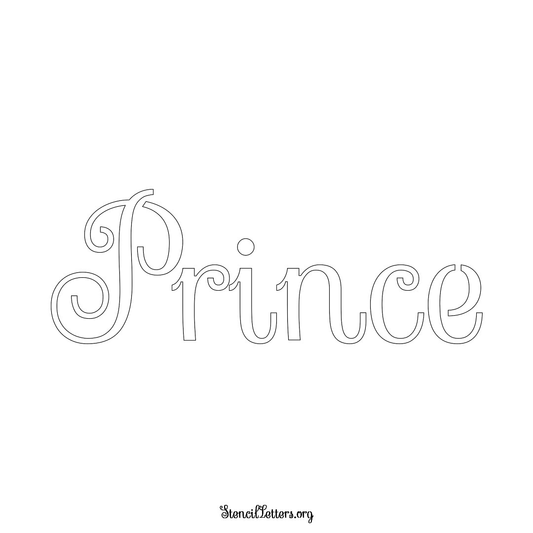 Prince name stencil in Ornamental Cursive Lettering
