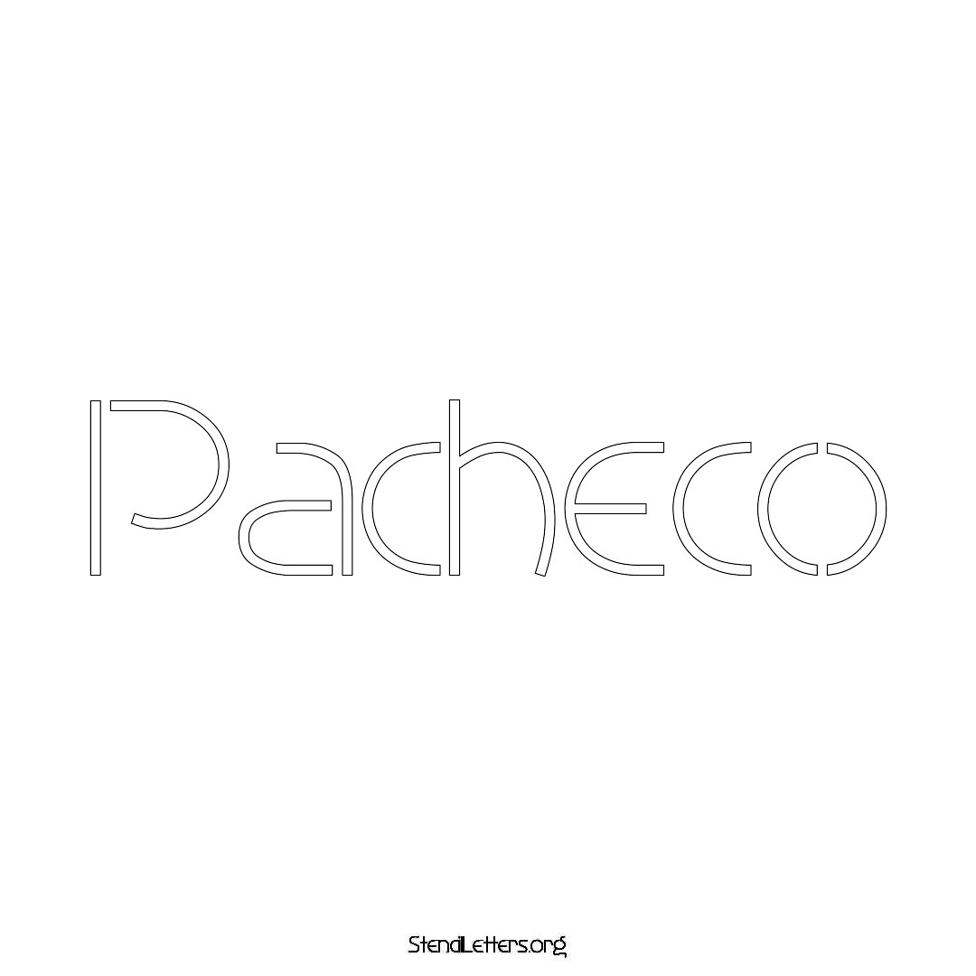 Pacheco name stencil in Simple Elegant Lettering
