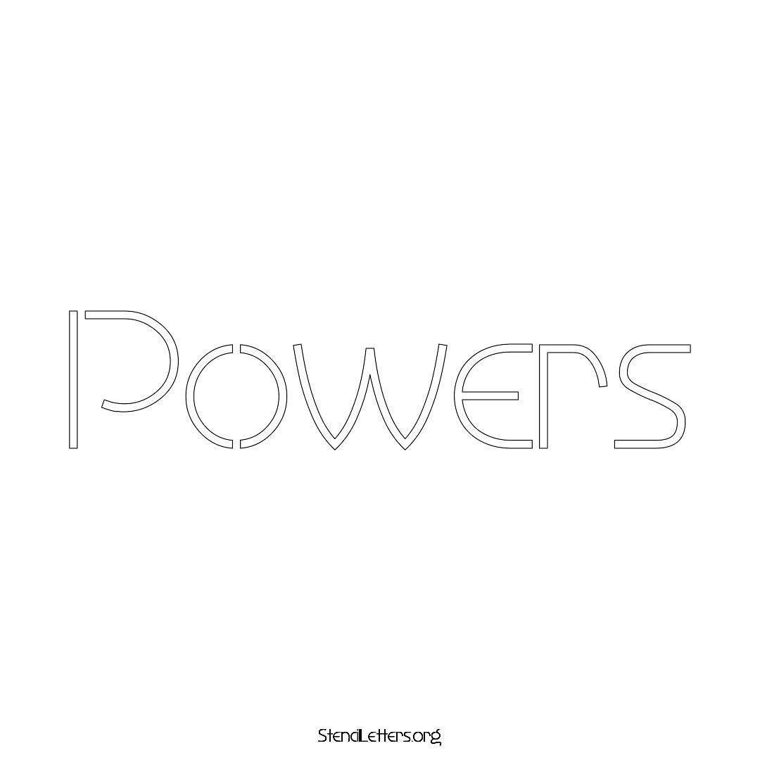 Powers name stencil in Simple Elegant Lettering