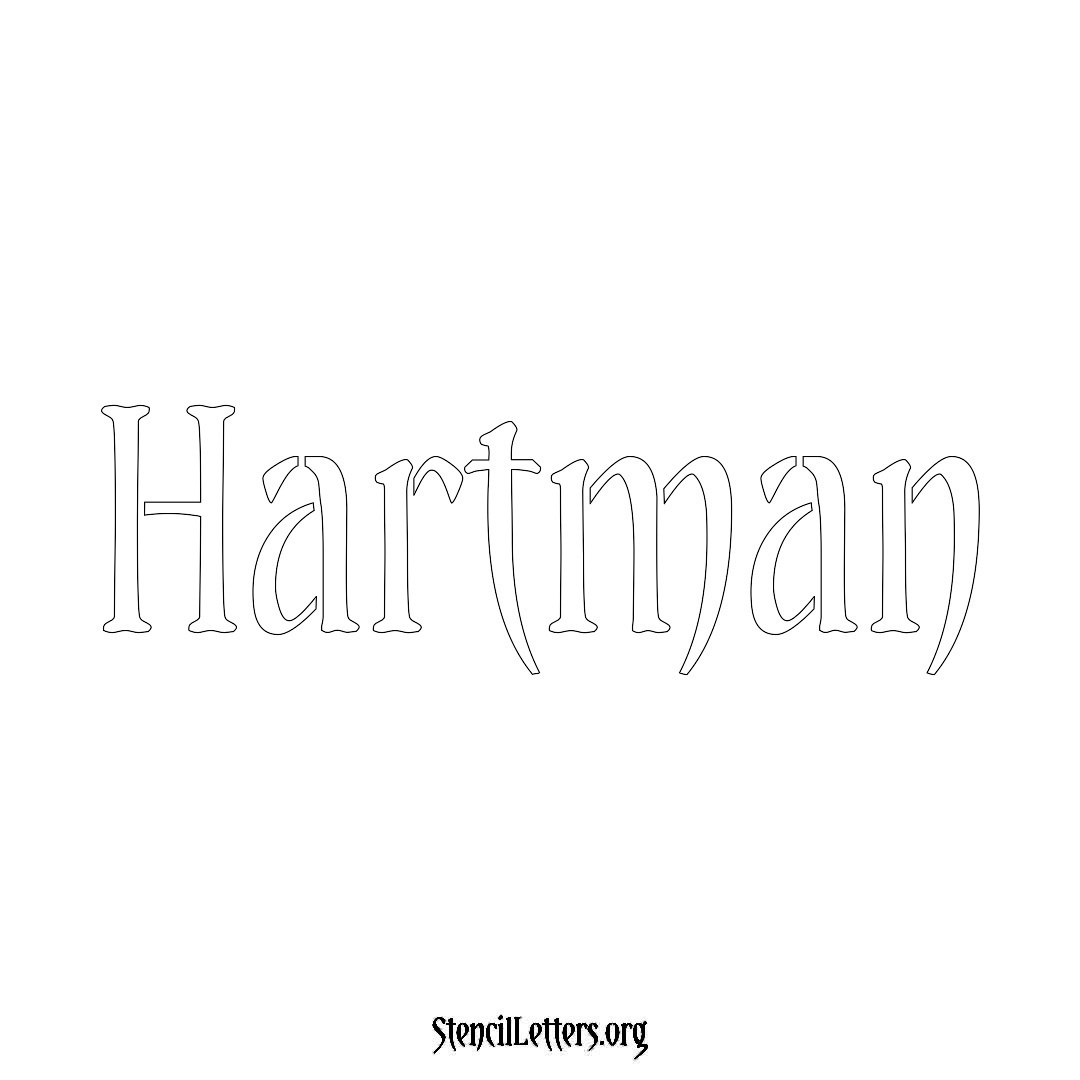 Hartman name stencil in Vintage Brush Lettering