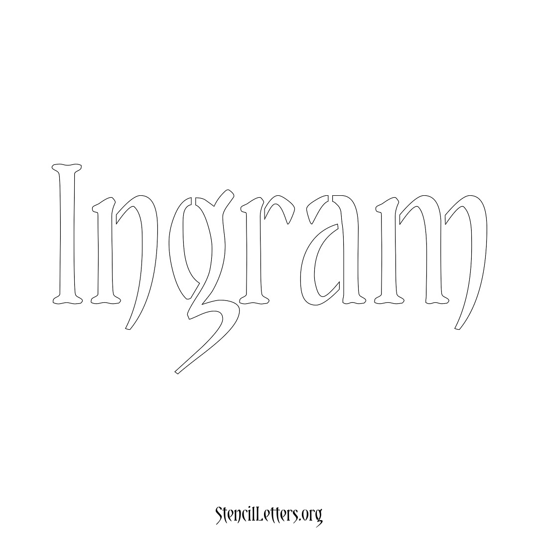 Ingram name stencil in Vintage Brush Lettering