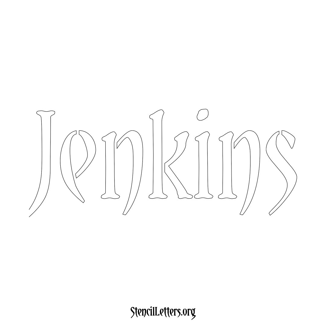 Jenkins name stencil in Vintage Brush Lettering
