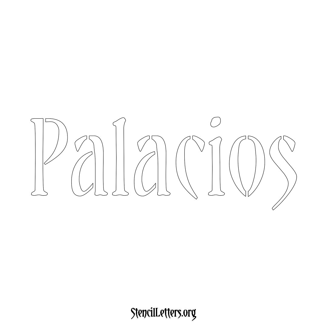 Palacios name stencil in Vintage Brush Lettering