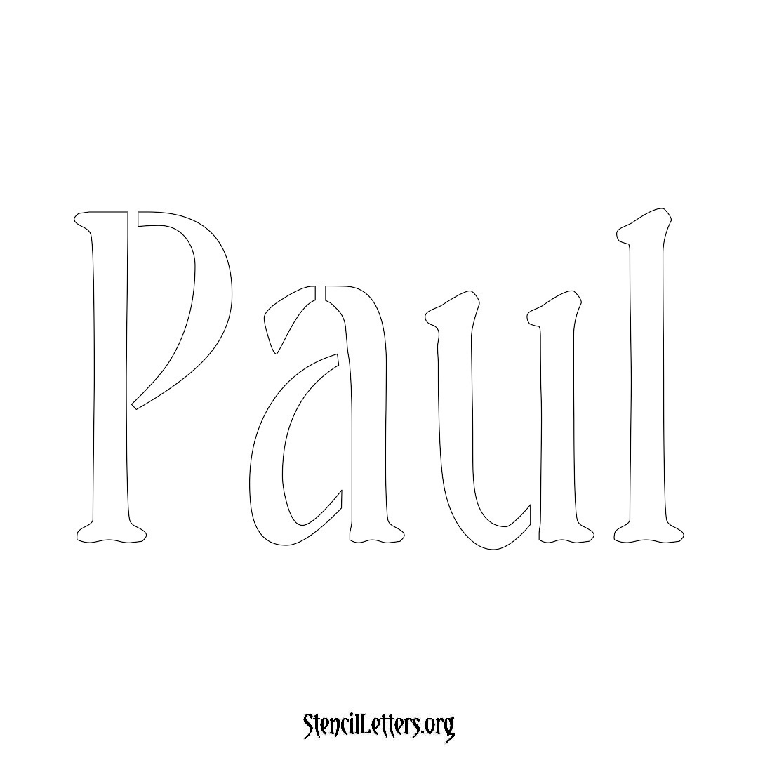 Paul name stencil in Vintage Brush Lettering