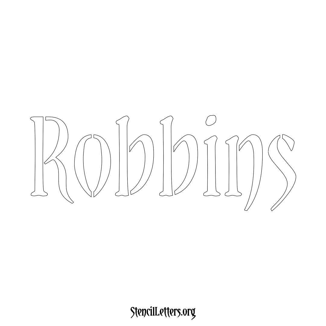 Robbins name stencil in Vintage Brush Lettering