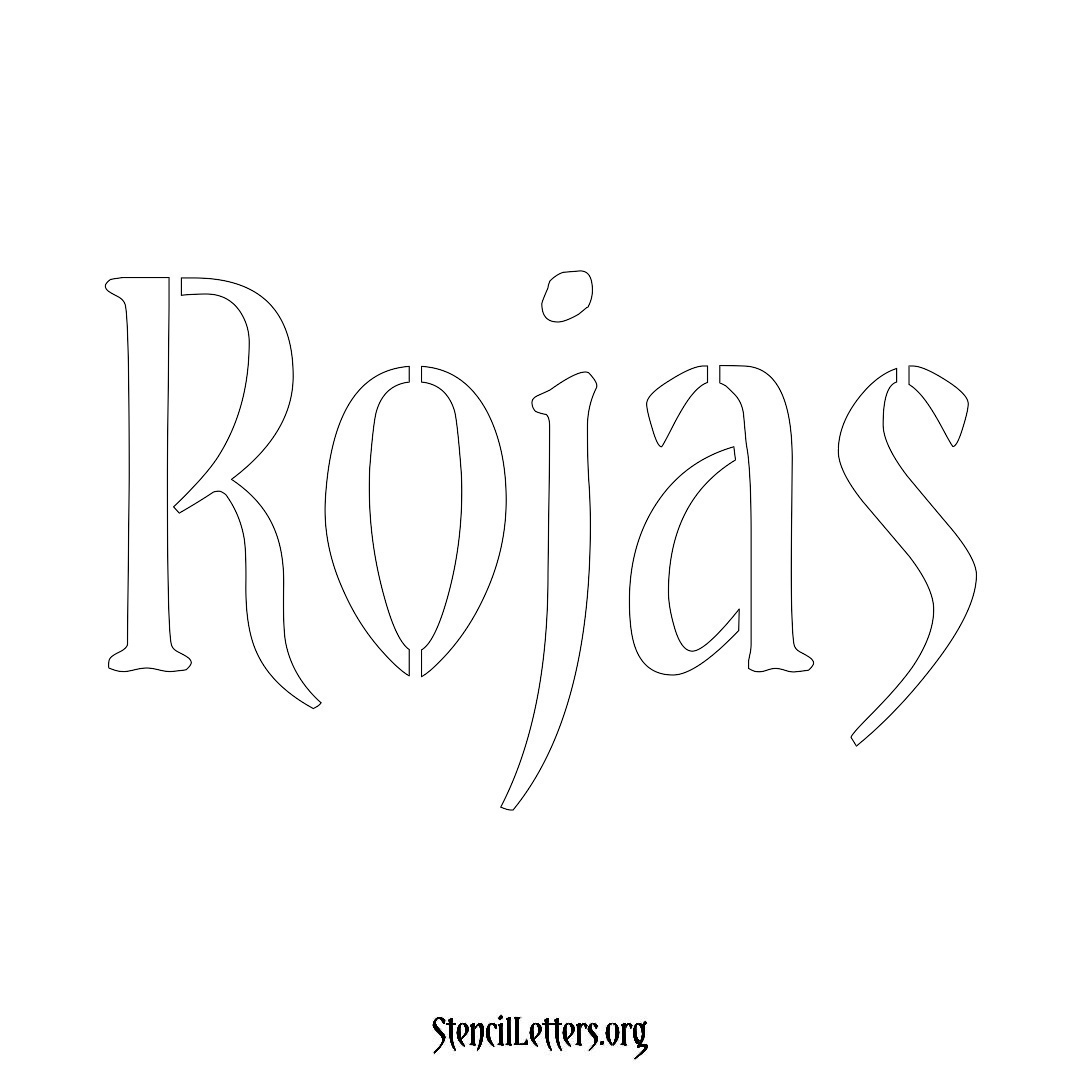 Rojas name stencil in Vintage Brush Lettering