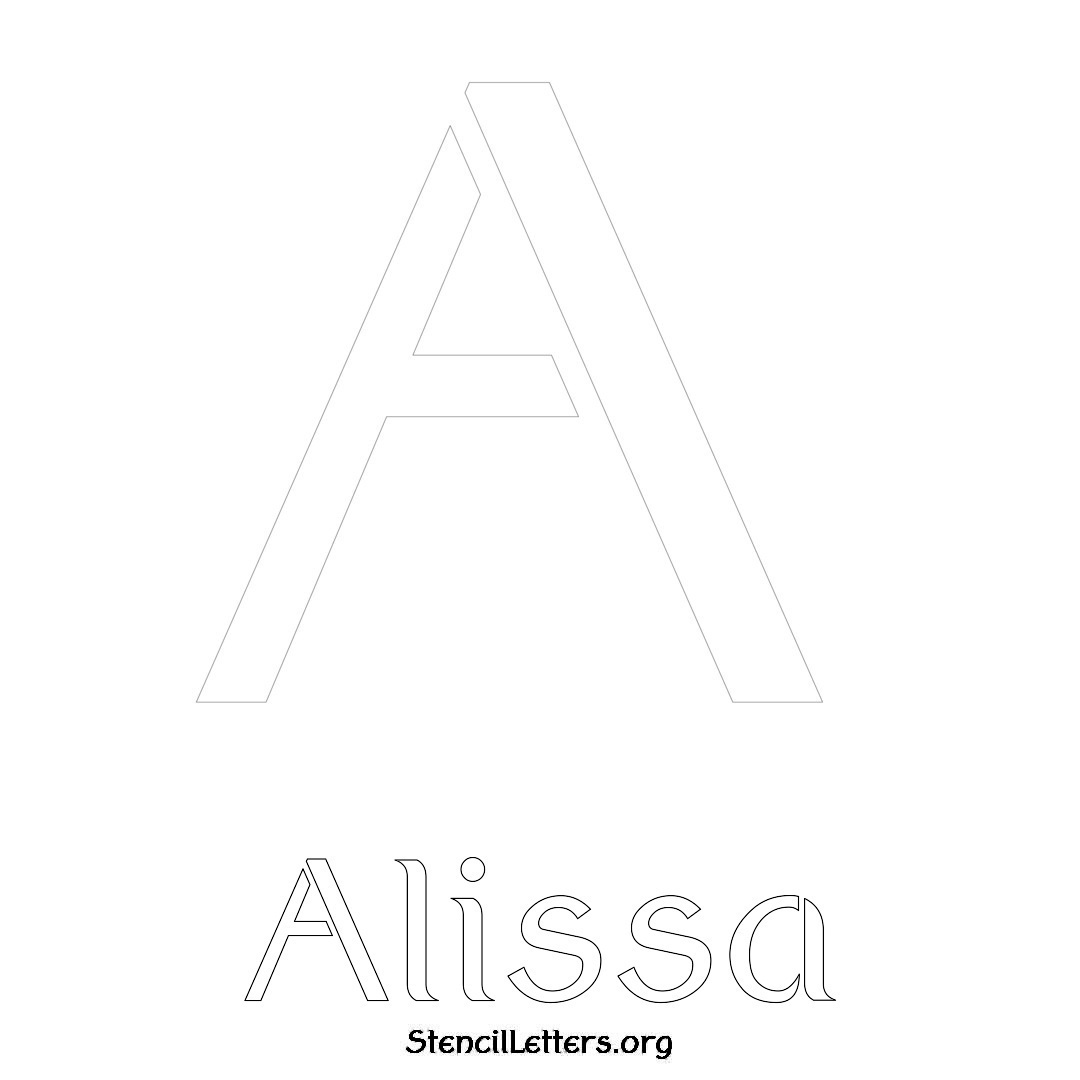 Alissa printable name initial stencil in Ancient Lettering
