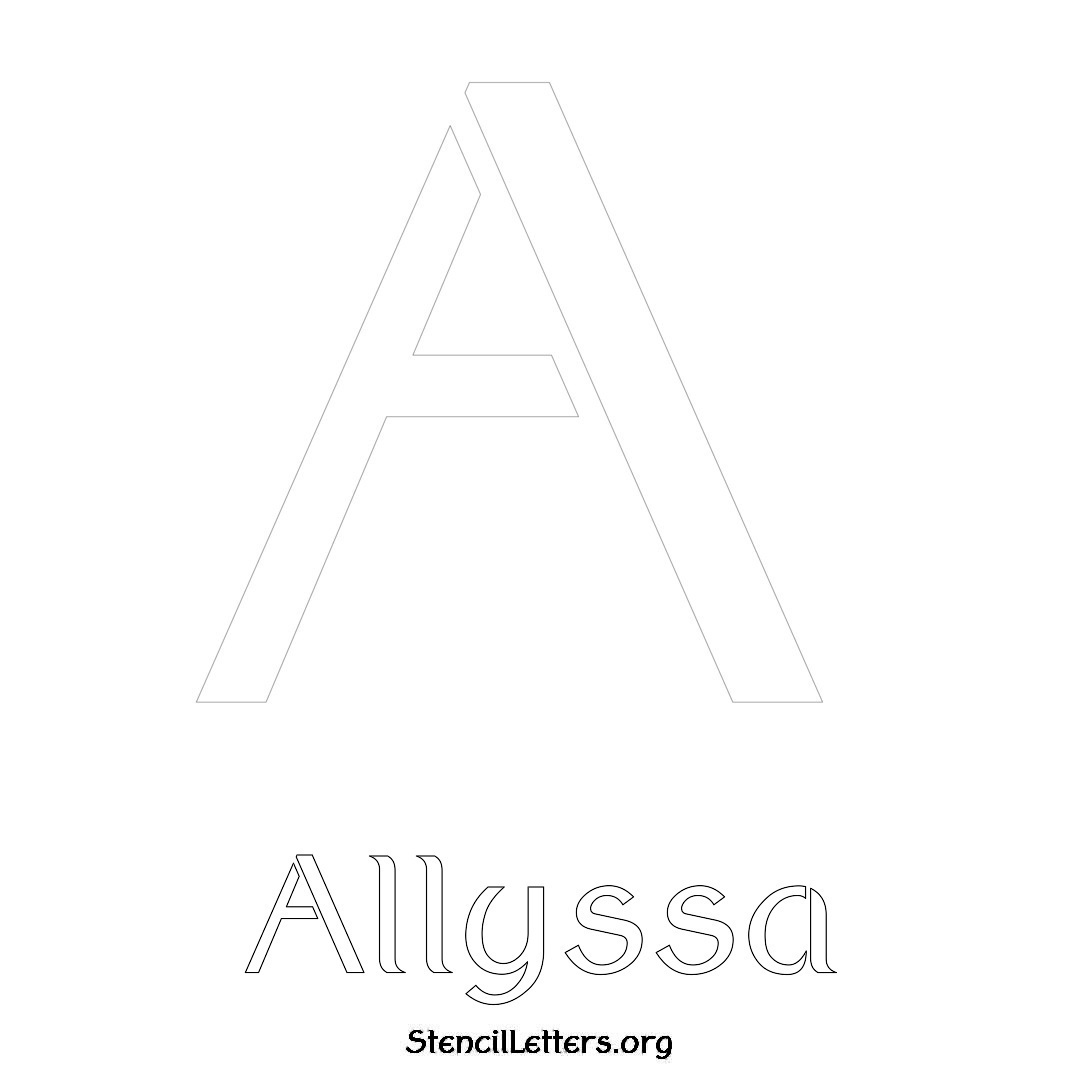 Allyssa printable name initial stencil in Ancient Lettering