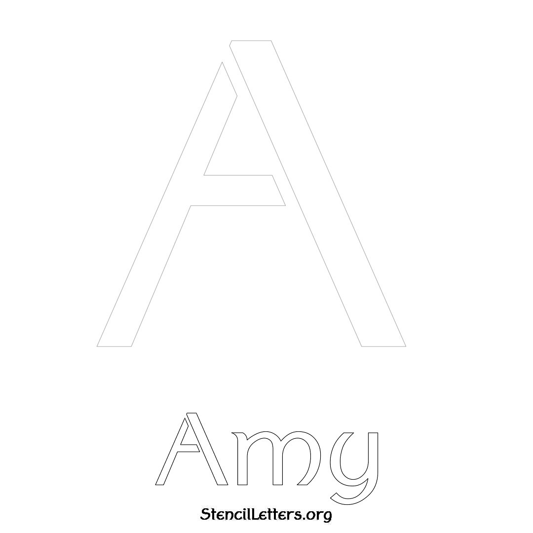 Amy printable name initial stencil in Ancient Lettering