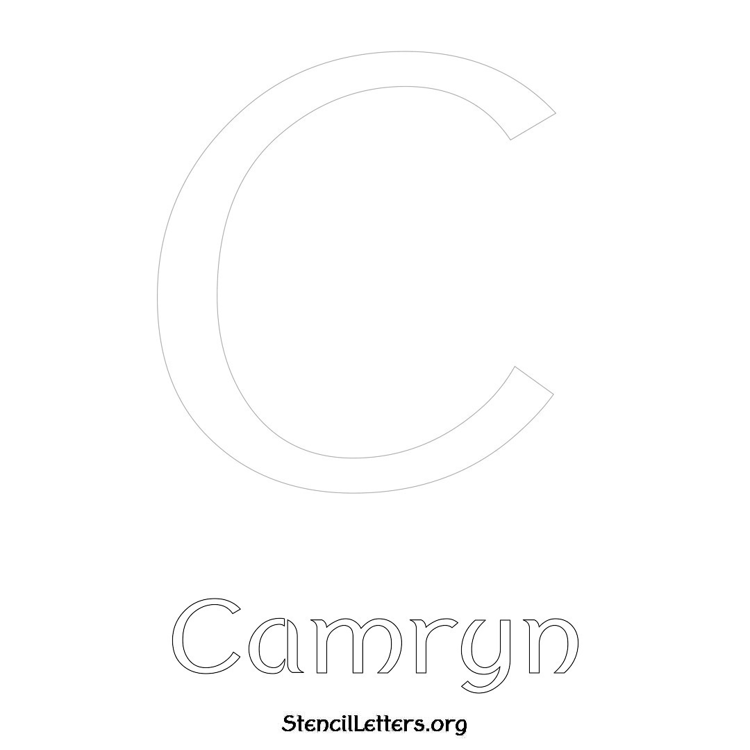 Camryn printable name initial stencil in Ancient Lettering