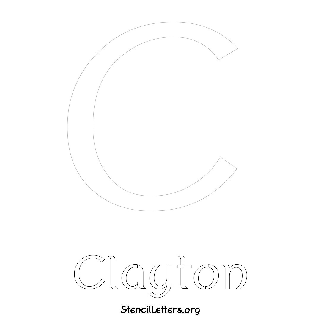 Clayton printable name initial stencil in Ancient Lettering