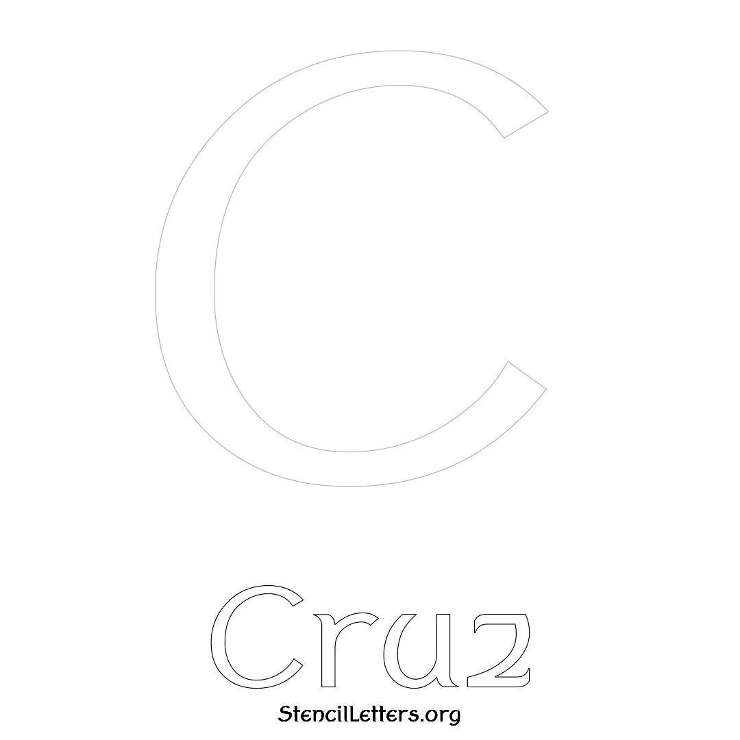 Cruz printable name initial stencil in Ancient Lettering
