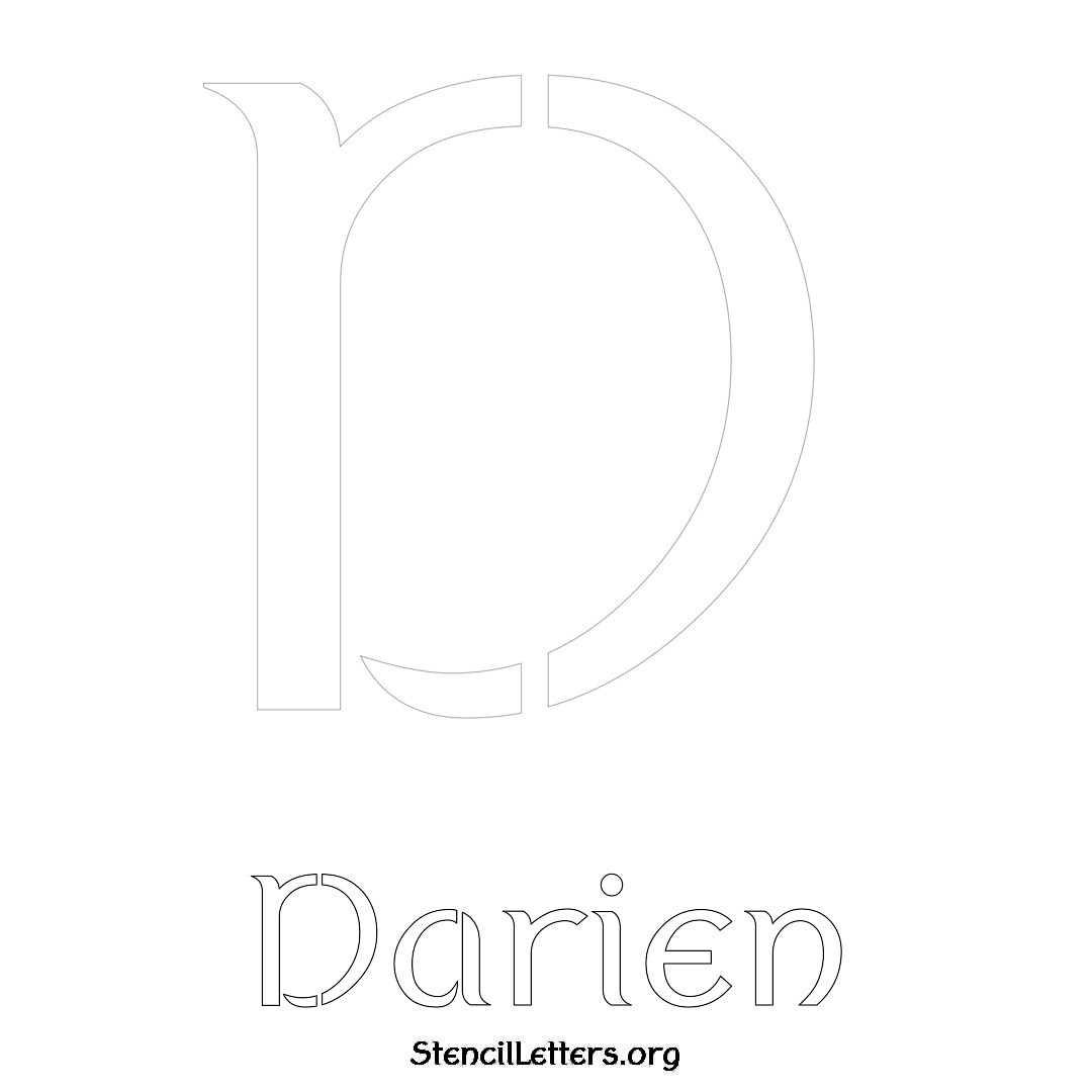 Darien printable name initial stencil in Ancient Lettering