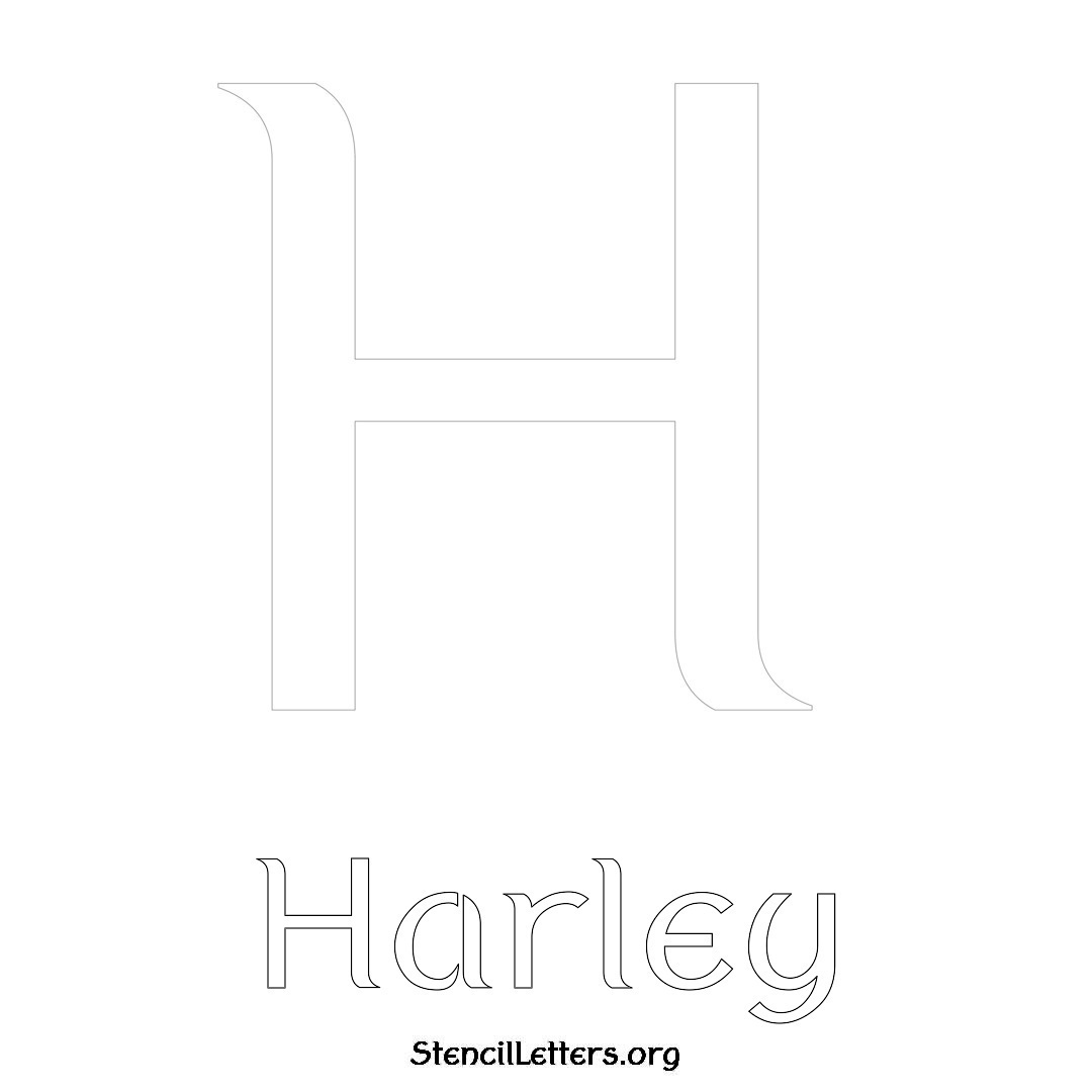 Harley printable name initial stencil in Ancient Lettering