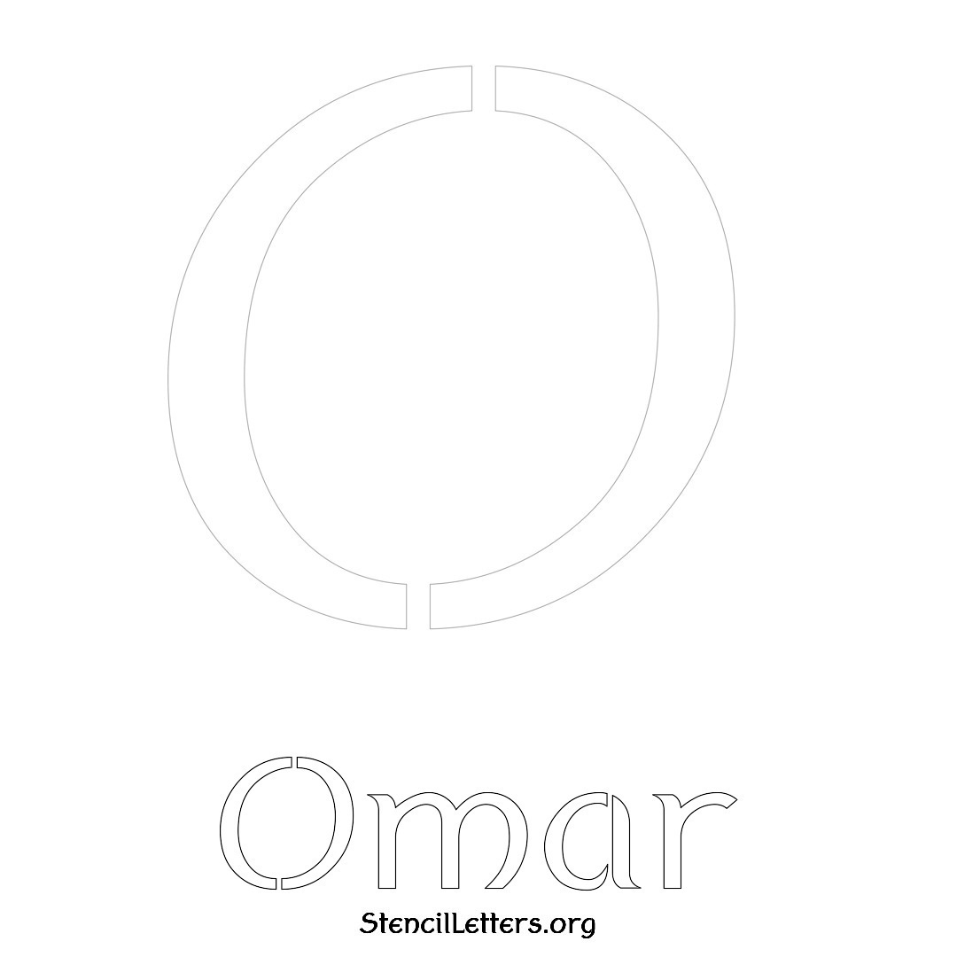 Omar printable name initial stencil in Ancient Lettering