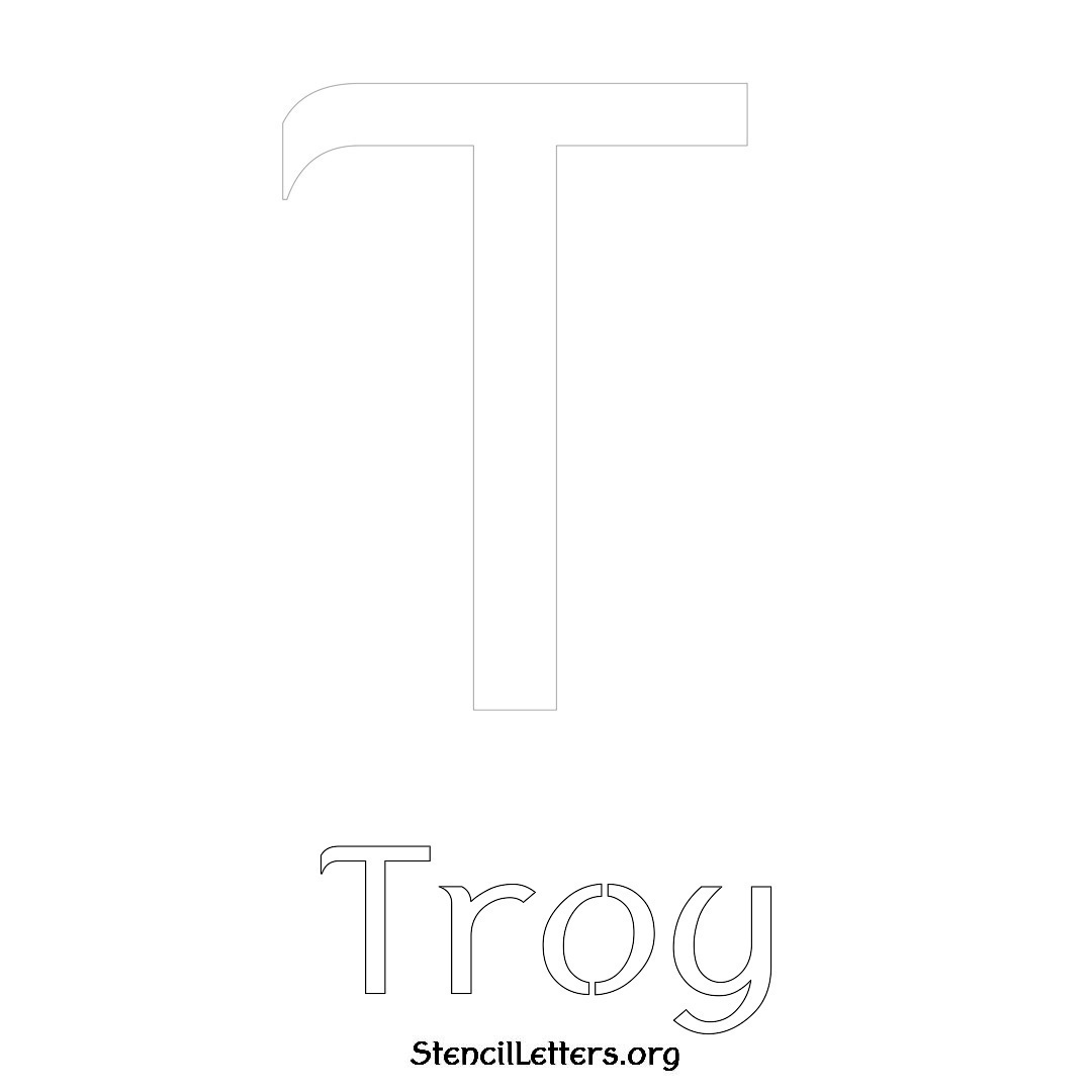 Troy printable name initial stencil in Ancient Lettering