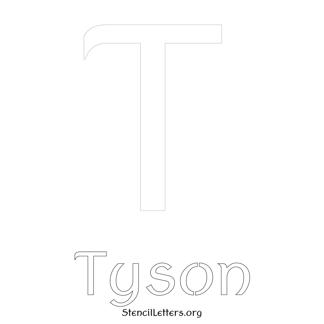 Tyson printable name initial stencil in Ancient Lettering