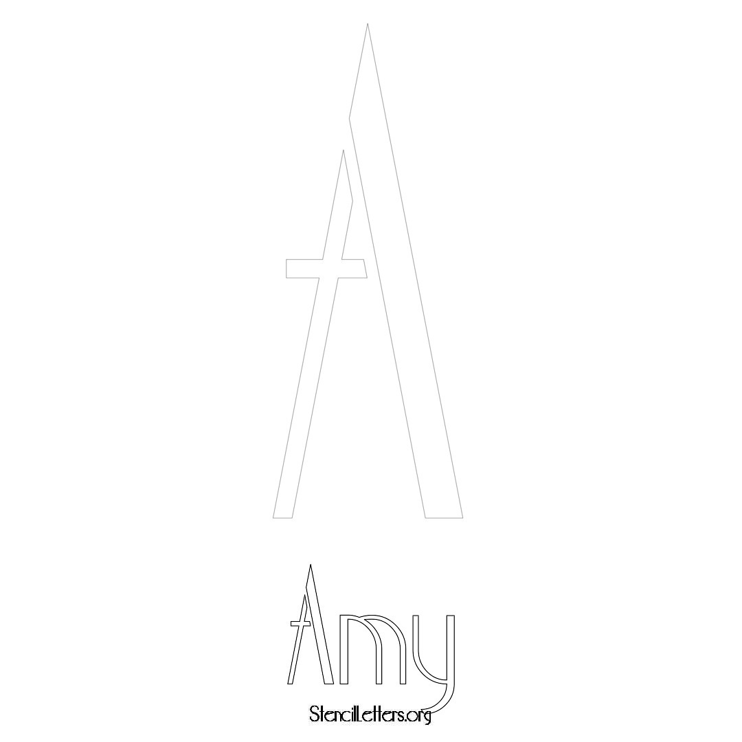 Amy printable name initial stencil in Art Deco Lettering